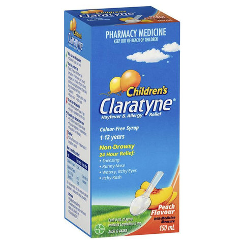 Claratyne Children's Hayfever & Allergy Relief Antihistamine Peach Flavoured Syrup 150mL (Limit ONE per Order)