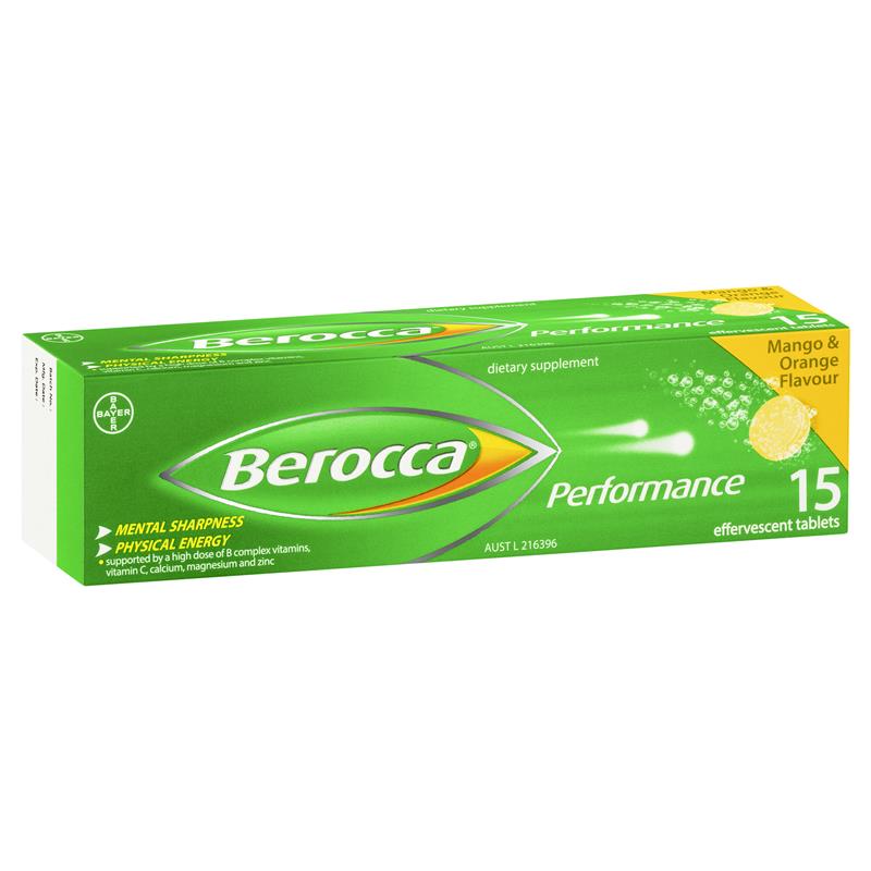 Berocca Energy Vitamin Mango & Orange Effervescent Tablets 15 pack