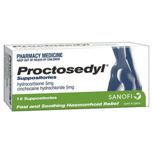 Load image into Gallery viewer, Proctosedyl Suppositories 12 (Limit ONE per Order)