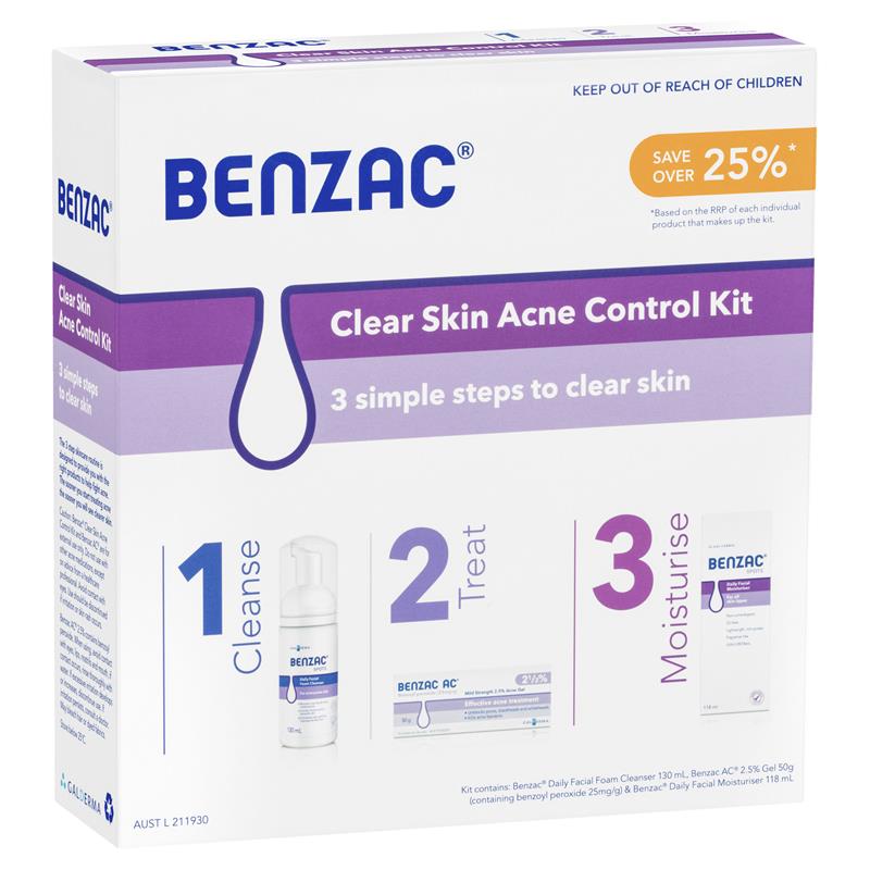 Benzac 3 Step Clear Skin Acne Control Kit