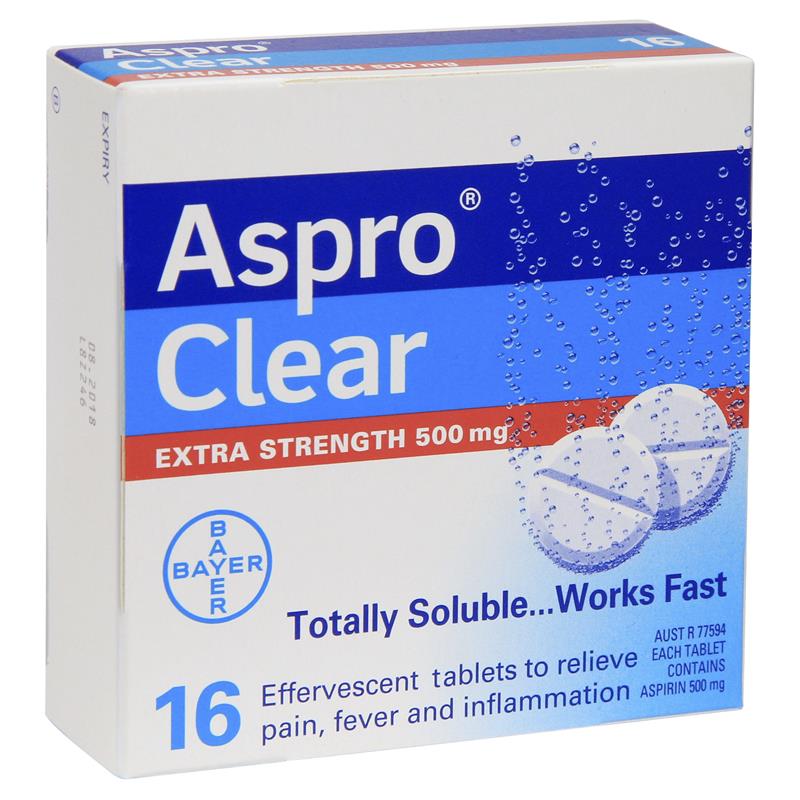 Aspro Clear Extra Strength Pain Relief 16 Soluble Tablets