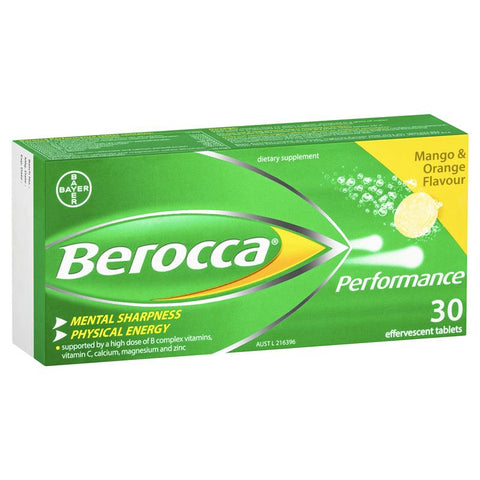 Berocca Energy Vitamin Mango & Orange Effervescent Tablet 30 Pack