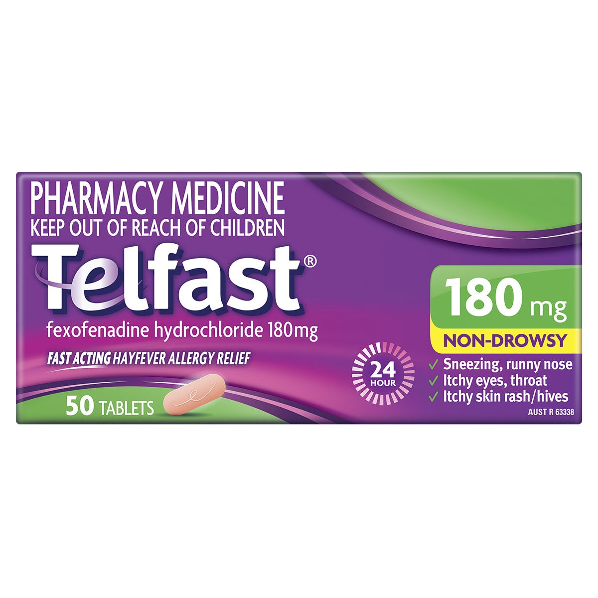 Telfast Fast Acting Hayfever Allergy Relief 180mg 50 Tablets (Limit ONE per Order)