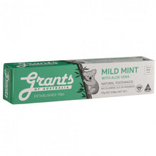 Load image into Gallery viewer, Grants Of Australia Natural Toothpaste Mild Mint with Aloe Vera 110g