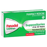 Panadol Children Suppositories 5 - 12 Years Paracetamol 250mg 10 Pack (LIMIT of ONE per Order)