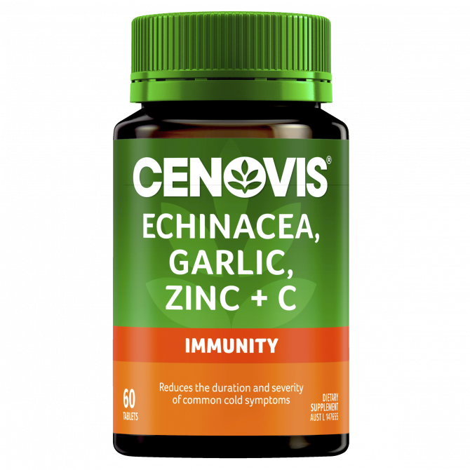 Cenovis Echinacea, Garlic, Zinc + C - Contains Vitamin C - 60 Tablets