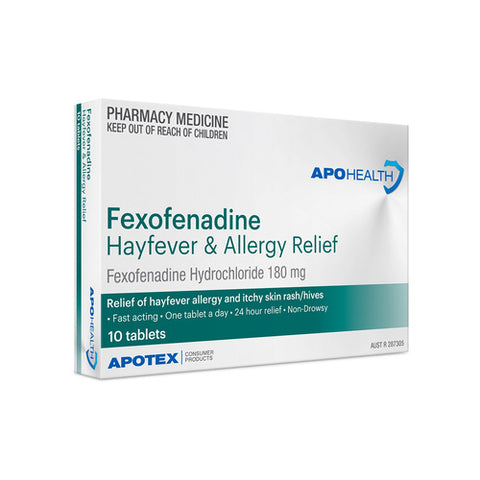 APOHEALTH Fexofenadine 180mg Hayfever & Allergy Relief 10 Tablets (Limit ONE per Order)