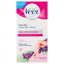 Load image into Gallery viewer, Veet Easy-Gel Cold Legs Wax Strips for Body &amp; Legs Normal Skin 20 Wax Strips