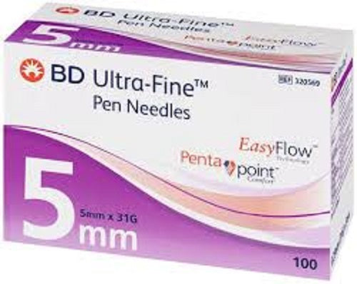 BD Ultra-Fine Pen Insulin Needle 0.25mm (31g) x 5mm 100 Pack