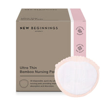 Load image into Gallery viewer, New Beginnings Bamboo Ultra Thin Disposable Breast Pad 30 Pack