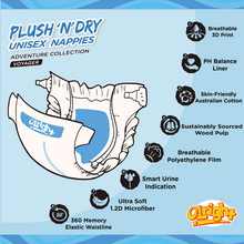 Load image into Gallery viewer, Olright Plush &#39;N&#39; Dry Nappies Voyager 30 Pack - Size 4 (9-14Kg)