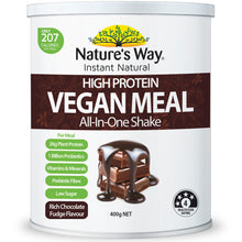 Load image into Gallery viewer, Nature&#39;s Way Instant Natural Protein Vegan Meal Chocolate 400g