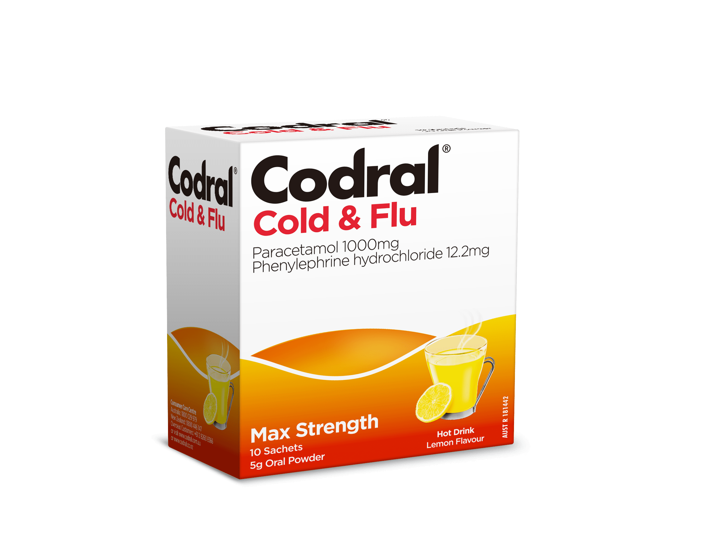 Codral Cold & Flu Hot Drink Lemon Flavour 10 Pack