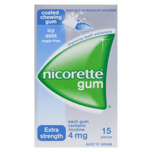 Load image into Gallery viewer, Nicorette Quit Smoking Extra Strength Icy Mint Chewing Gum 4mg 15 Pieces
