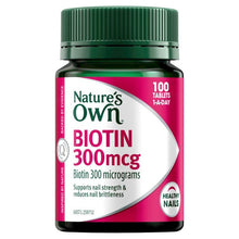 Load image into Gallery viewer, Nature&#39;s Own Biotin 300mcg 100 Tablets