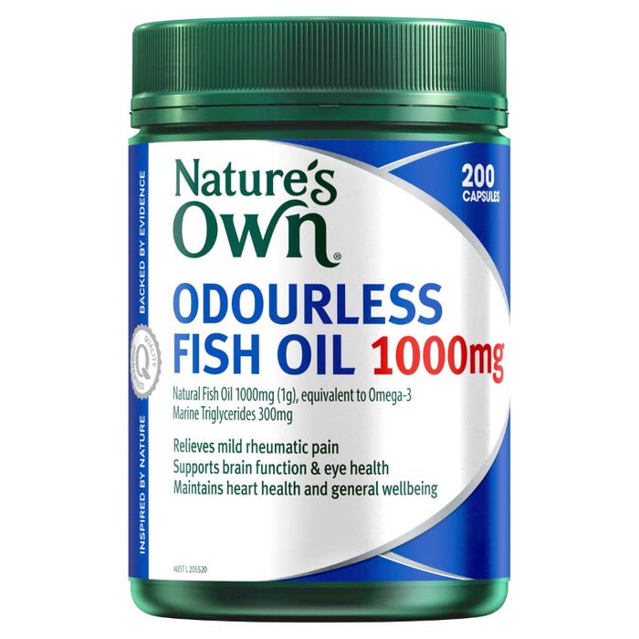 Nature's Own Omega 3 Odourless Fish Oil 1000mg 200 Capsules