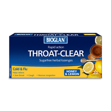 Load image into Gallery viewer, Bioglan Throat Clear Honey &amp; Lemon 20 Lozenges