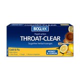 Bioglan Throat Clear Honey & Lemon 20 Lozenges