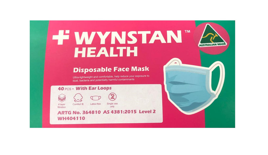 Face Mask - Wynstan Health Disposable Face Masks Level 2 Protection 4 Layers 40 PCs Box