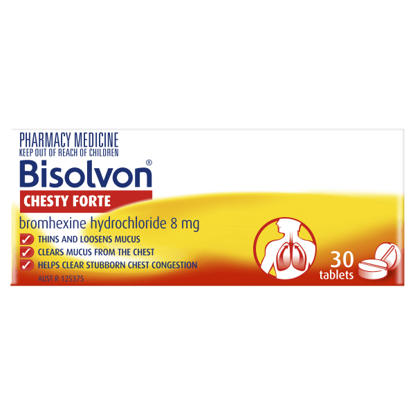Bisolvon Chesty Forte 8Mg Tablets - Cough Tablets - 30 Pack (Limit ONE per Order)