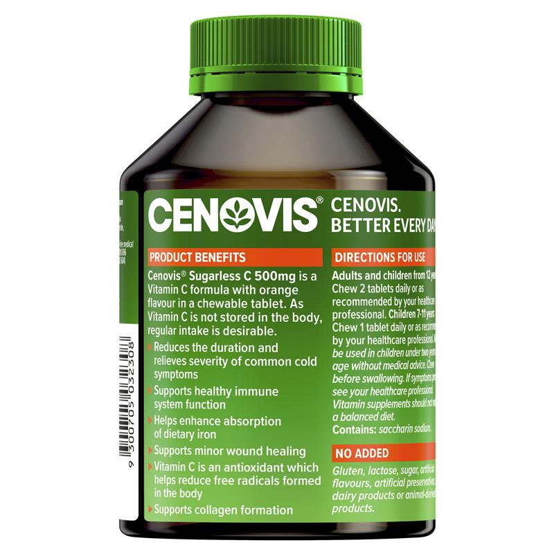 Cenovis Sugarless C 500mg 300 Chewable Tablets