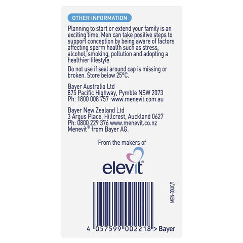 Menevit Pre-Conception Sperm Health Capsules 30 pack (30 days)