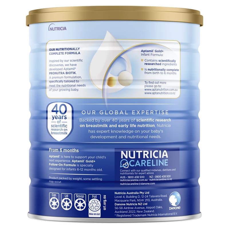Aptamil Gold+ 1 Baby Infant Formula From Birth to 6 Months 900g