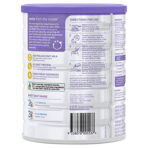 Bubs Goat 1 Infant Formula 800g (Expiry 07/2026)