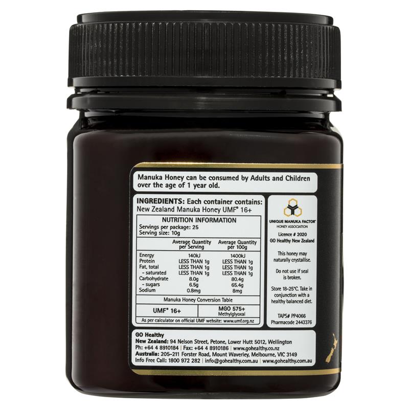 GO Healthy Manuka Honey UMF 16+ (MGO Healthy 575+) 250gm