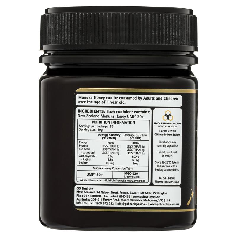 GO Healthy Manuka Honey UMF 20+ (MGO 829+) 250gm