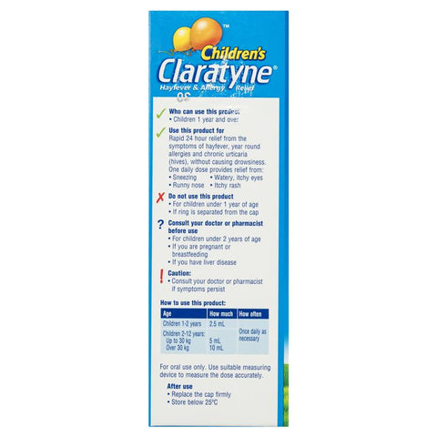 Claratyne Children's Hayfever & Allergy Relief Antihistamine Grape Flavoured Syrup 120ml (Limit ONE per Order)