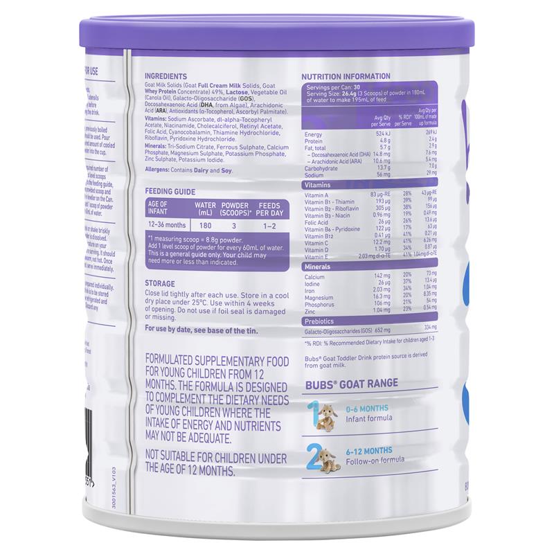 Bubs Goat 3 Toddler Formula 800g (expiry 1/25)