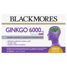 Load image into Gallery viewer, Blackmores Ginkgo 6000mg Tebonin 30 Tablets