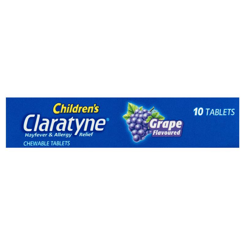 Claratyne Children's Hayfever & Allergy Relief Antihistamine Grape Flavoured 10 Chewable Tablets (Limit ONE per Order)