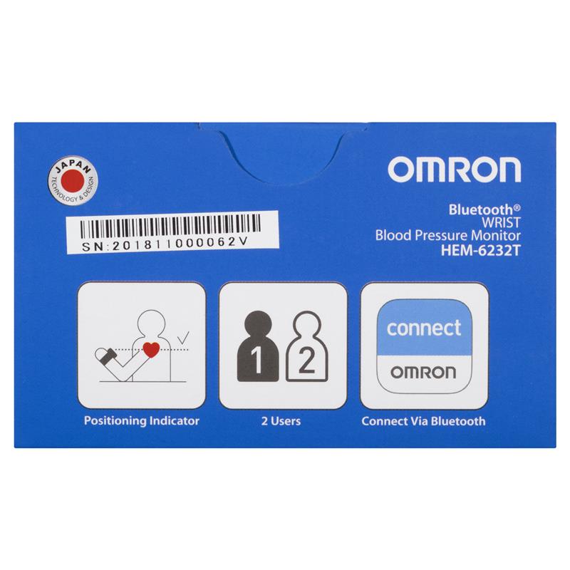 Omron HEM 6232T Bluetooth Wrist Blood Pressure Monitor