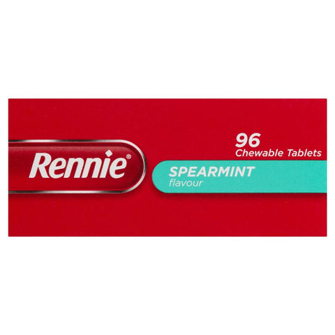 Rennie Indigestion and Heartburn Relief Spearmint 96 Chewable Tablets