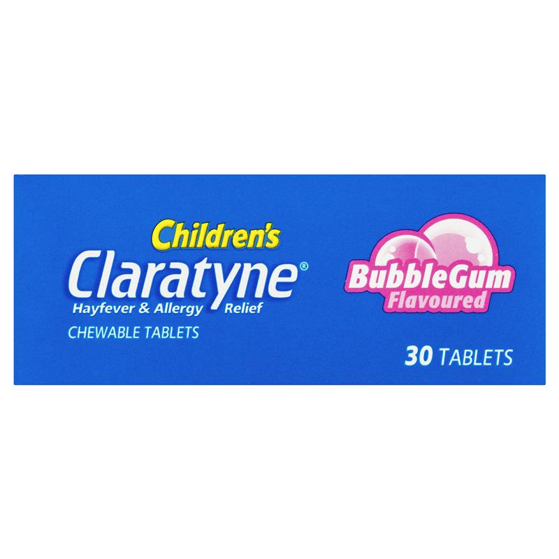Claratyne Children's Hayfever & Allergy Relief Antihistamine Bubblegum Flavoured 30 Chewable Tablets (Limit ONE per Order)