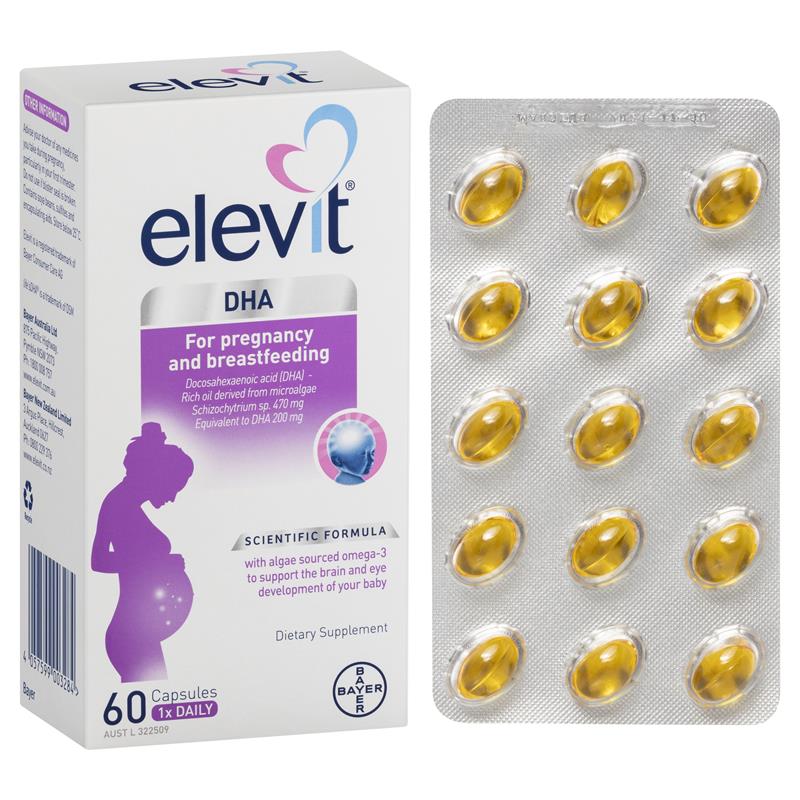 Elevit DHA For Pregnancy and Breastfeeding capsules 60 pack (60 days) ( expiry 3/24)