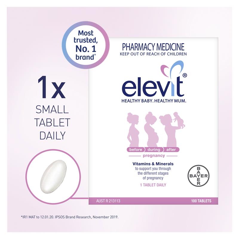 Elevit Pregnancy Multivitamin Tablets 100 Pack (100 Days) (Limit of ONE per Order)