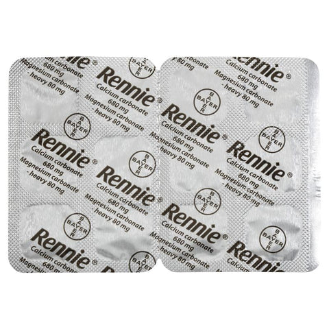 Rennie Indigestion and Heartburn Relief Spearmint 96 Chewable Tablets