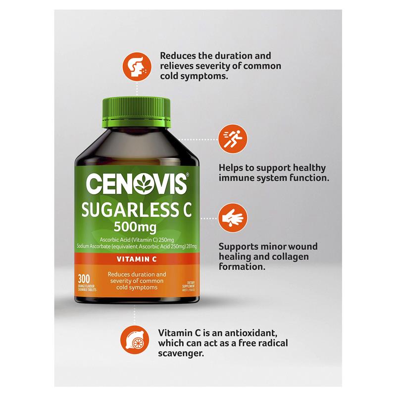 Cenovis Sugarless C 500mg 300 Chewable Tablets