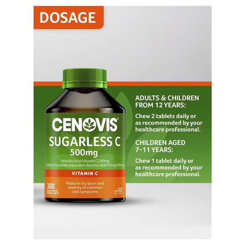 Cenovis Sugarless C 500mg 300 Chewable Tablets