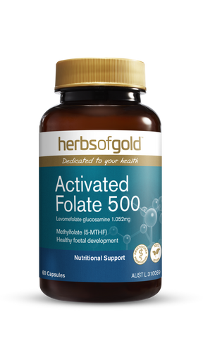Herbs of Gold Activated Folate 500 60 Vegetarian Capsules