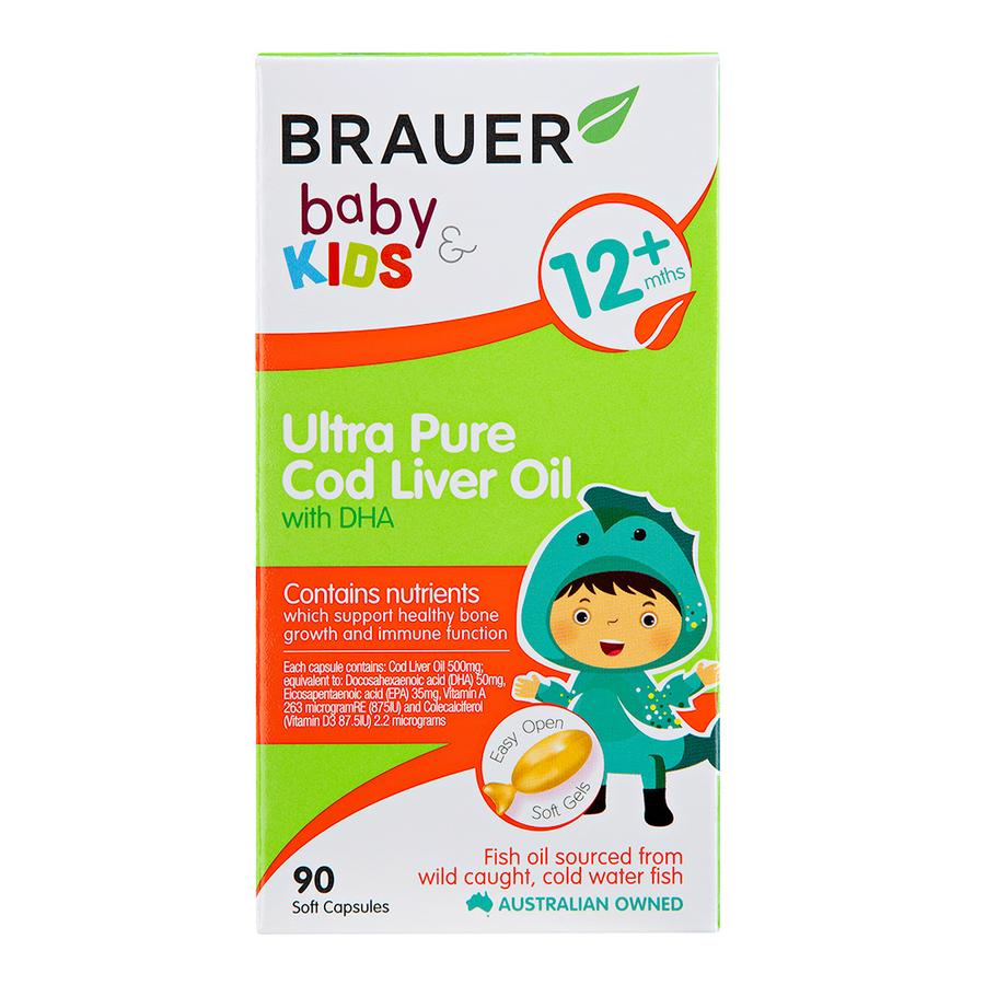 Brauer Baby & Kids Ultra Pure Cod Liver Oil with DHA 90 Soft Capsules