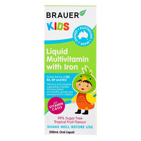 Brauer Kids Liquid Multivitamin With Iron 200mL