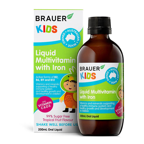 Brauer Kids Liquid Multivitamin With Iron 200mL