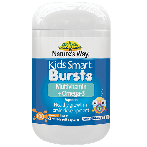 Nature's Way Kids Smart Bursts Multivitamin + Omega-3 Fish Oil 100 Chewable Capsules