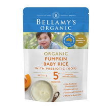 Load image into Gallery viewer, Bellamy&#39;s Organic Pumpkin Baby Rice with Prebiotic (GOS) 5+ Months 125g