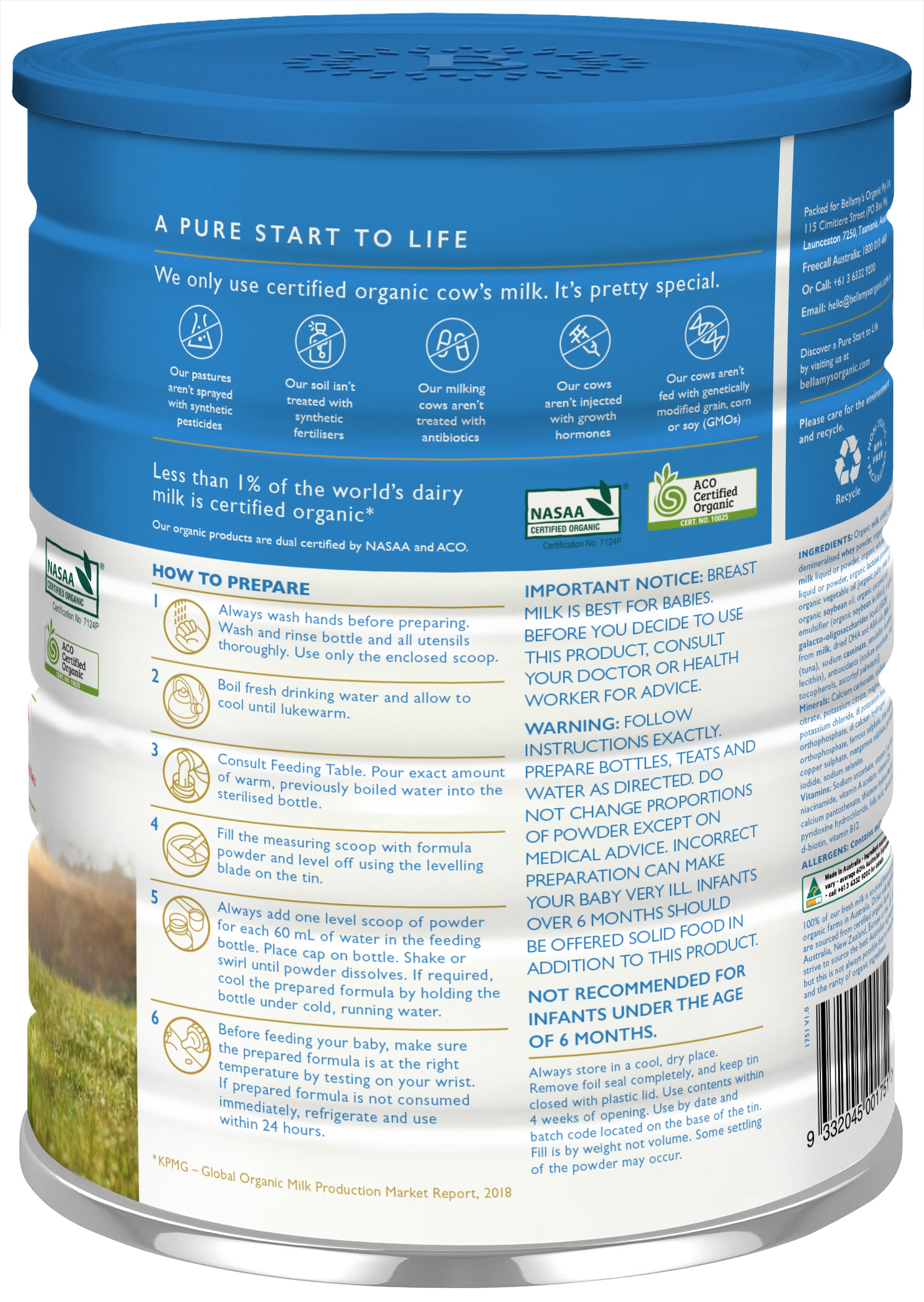 Bellamy's Organic Step 2 Follow On Formula 6 - 12 Months 900g