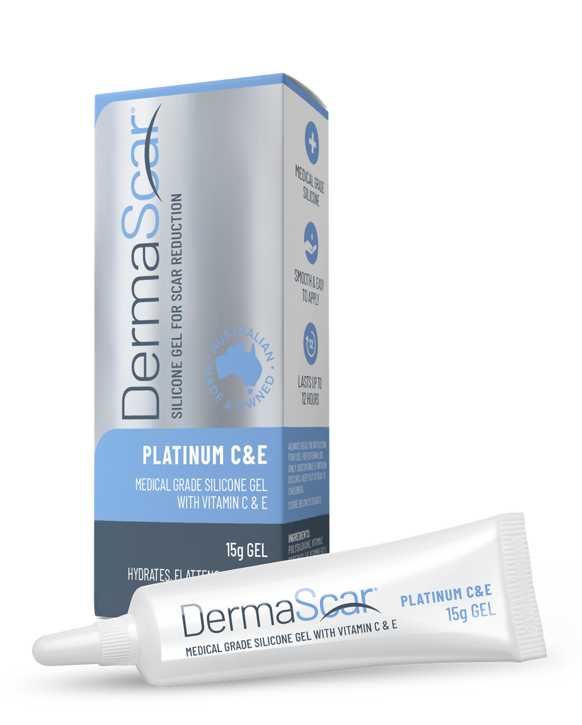 DermaScar Silicone Gel Platinum with Vitamin C & E for Scar Reduction 15g